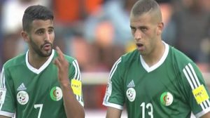 Mahrez et Slimani en sélection nationale. D. R.