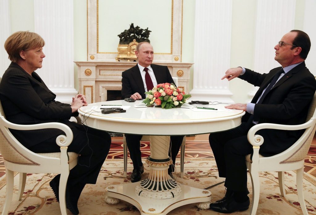 Merkel, Poutine et Hollande. D. R.