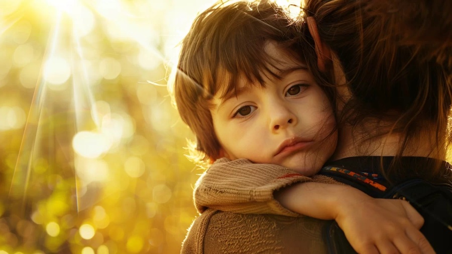 Maman enfant blessé